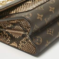 Pre Owned Louis Vuitton Cream Monogram Canvas and Python Victoire Bag