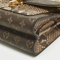 Pre Owned Louis Vuitton Cream Monogram Canvas and Python Victoire Bag