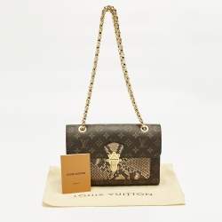 Pre Owned Louis Vuitton Cream Monogram Canvas and Python Victoire Bag