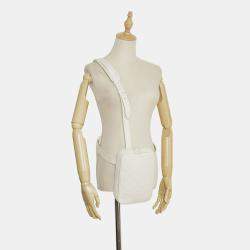 Pre Owned Louis Vuitton White Monogram Taurillon Utility Side 