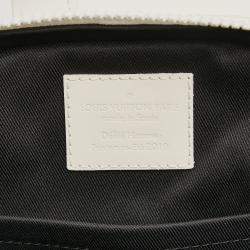 Pre Owned Louis Vuitton White Monogram Taurillon Utility Side 