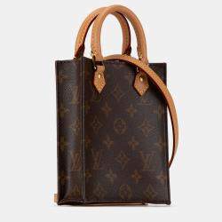 Pre Owned Louis Vuitton Brown Monogram Petit Sac Plat
