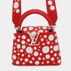 Pre Owned Louis Vuitton Capucines Red Infinity Dot Leather Shoulder Bag