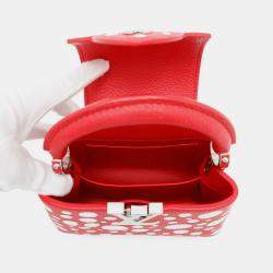 Pre Owned Louis Vuitton Capucines Red Infinity Dot Leather Shoulder Bag