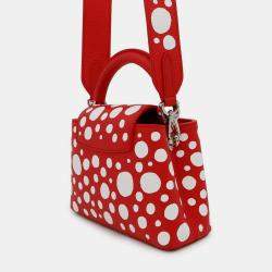 Pre Owned Louis Vuitton Capucines Red Infinity Dot Leather Shoulder Bag