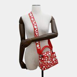 Pre Owned Louis Vuitton Capucines Red Infinity Dot Leather Shoulder Bag