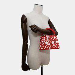 Pre Owned Louis Vuitton Capucines Red Infinity Dot Leather Shoulder Bag