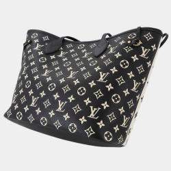 Pre Owned Louis Vuitton Neverfull MM Black/White Empriente Leather Tote Bag