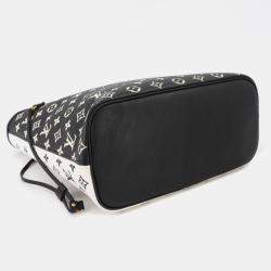 Pre Owned Louis Vuitton Neverfull MM Black/White Empriente Leather Tote Bag