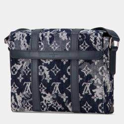 Pre Owned Louis Vuitton Blue Monogram Tapestry Trunk Messenger