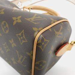 Pre Owned Louis Vuitton Speedy Bandouliere 20 Brown Monogram Canvas Boston Bag