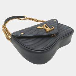 Pre Owned Louis Vuitton New Wave PM Black Leather Chain Shoulder Bag