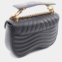 Pre Owned Louis Vuitton New Wave Chain PM Black Leather Shoulder Bag