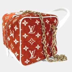 Pre Owned Louis Vuitton Match Square Terracotta Orange Velvet Leather Shoulder Bag