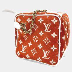 مملوكة مسبقًا Louis Vuitton Match Square Bag 2-Way Chain Shoulder/Handbag Velvet/Leather Terracotta Brown/Orange
