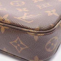 Pre Owned Louis Vuitton Pochette Accessoires Monogram Brown Coated Canvas Leather Handbag