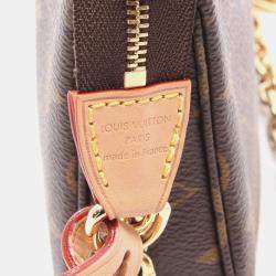 Pre Owned Louis Vuitton Pochette Accessoires Monogram Brown Coated Canvas Leather Handbag