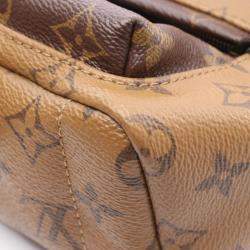Pre Owned Louis Vuitton Palm Springs Mini Monogram Reverse Brown Black Coated Canvas Leather Backpack