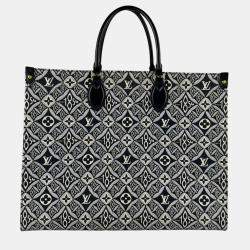 Pre Owned Louis Vuitton Monogram Jacquard On-The-Go Gm Shoulder Bag/Handbag Black