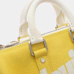 Pre Owned حقيبة لوى فيتون كيبال إكس إس إيفري داي ل.ف. جلد أصفر أبيض