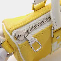 Pre Owned حقيبة لوى فيتون كيبال إكس إس إيفري داي ل.ف. جلد أصفر أبيض