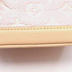 Pre Owned Louis Vuitton Nano Noe Pink Brown Monogram Jacquard Leather Handbag