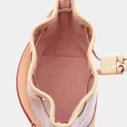 Pre Owned Louis Vuitton Nano Noe Pink Brown Monogram Jacquard Leather Handbag