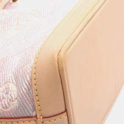Pre Owned Louis Vuitton Nano Noe Pink Brown Monogram Jacquard Leather Handbag