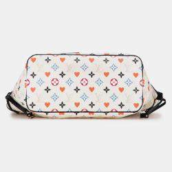 Pre Owned Louis Vuitton White Monogram Game On Neverfull MM