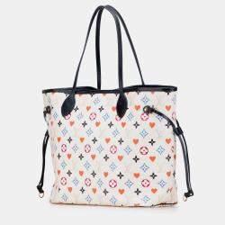 Pre Owned Louis Vuitton White Monogram Game On Neverfull MM
