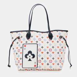Pre Owned Louis Vuitton White Monogram Game On Neverfull MM