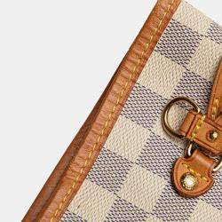 Pre Owned Louis Vuitton White Damier Azur Neverfull MM