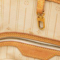 Pre Owned Louis Vuitton White Damier Azur Neverfull MM