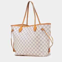 Pre Owned Louis Vuitton White Damier Azur Neverfull MM