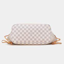 Pre Owned Louis Vuitton White Damier Azur Neverfull MM