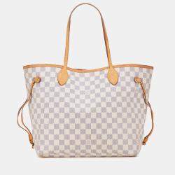 Pre Owned Louis Vuitton White Damier Azur Neverfull MM