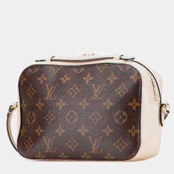 Pre Owned Louis Vuitton Brown Cream Monogram Saintonge