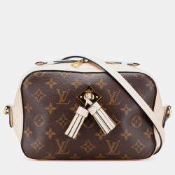Pre Owned Louis Vuitton Brown Cream Monogram Saintonge