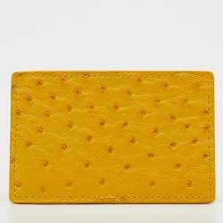 Pre Owned Louis Vuitton Yellow Ostrich Leather Card Holder