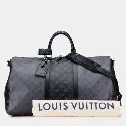 Pre Owned Louis Vuitton Grey Monogram Eclipse Reverse Keepall Bandouliere 50