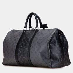 Pre Owned Louis Vuitton Grey Monogram Eclipse Reverse Keepall Bandouliere 50