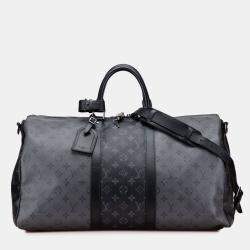 Pre Owned Louis Vuitton Grey Monogram Eclipse Reverse Keepall Bandouliere 50