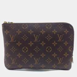 Pre Owned Louis Vuitton Brown Coated Canvas Monogram Etu Voyage PM