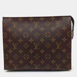 Pre Owned Louis Vuitton Brown Coated Canvas Monogram Pochette Toilette