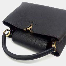 Pre Owned Louis Vuitton Black Leather Capucines MM