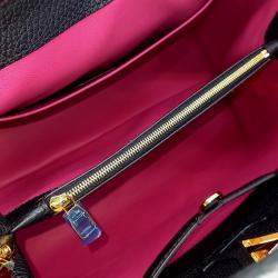 Pre Owned Louis Vuitton Black Leather Capucines MM