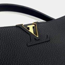 Pre Owned Louis Vuitton Black Leather Capucines MM