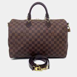 Pre Owned Louis Vuitton Brown Coated Canvas Damier Bandouliere Speedy 35