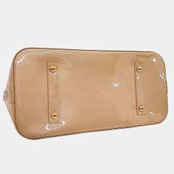 Pre Owned Louis Vuitton Beige Patent Leather Vernis Alma GM