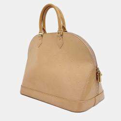 Pre Owned Louis Vuitton Beige Patent Leather Vernis Alma GM